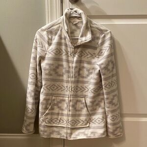 Sonoma Off-White Zip-Up Jacket light fleece tribal print